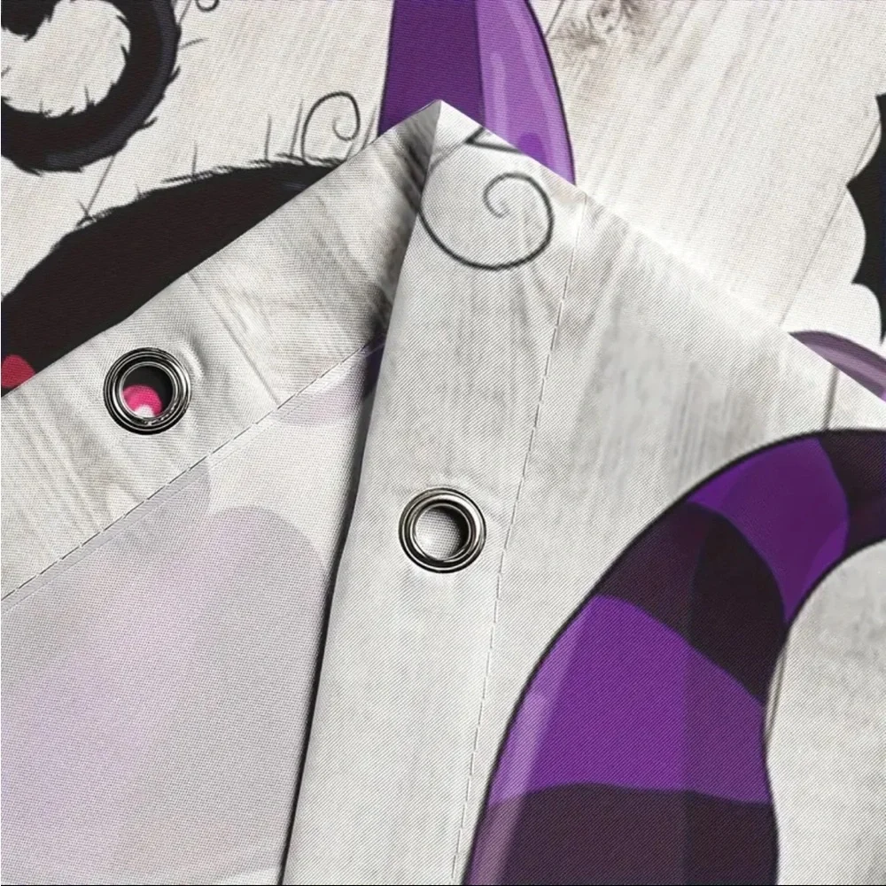 Cute Black‎ Cat Halloween Shower Curtain With Hooks For Bathroom Decoration